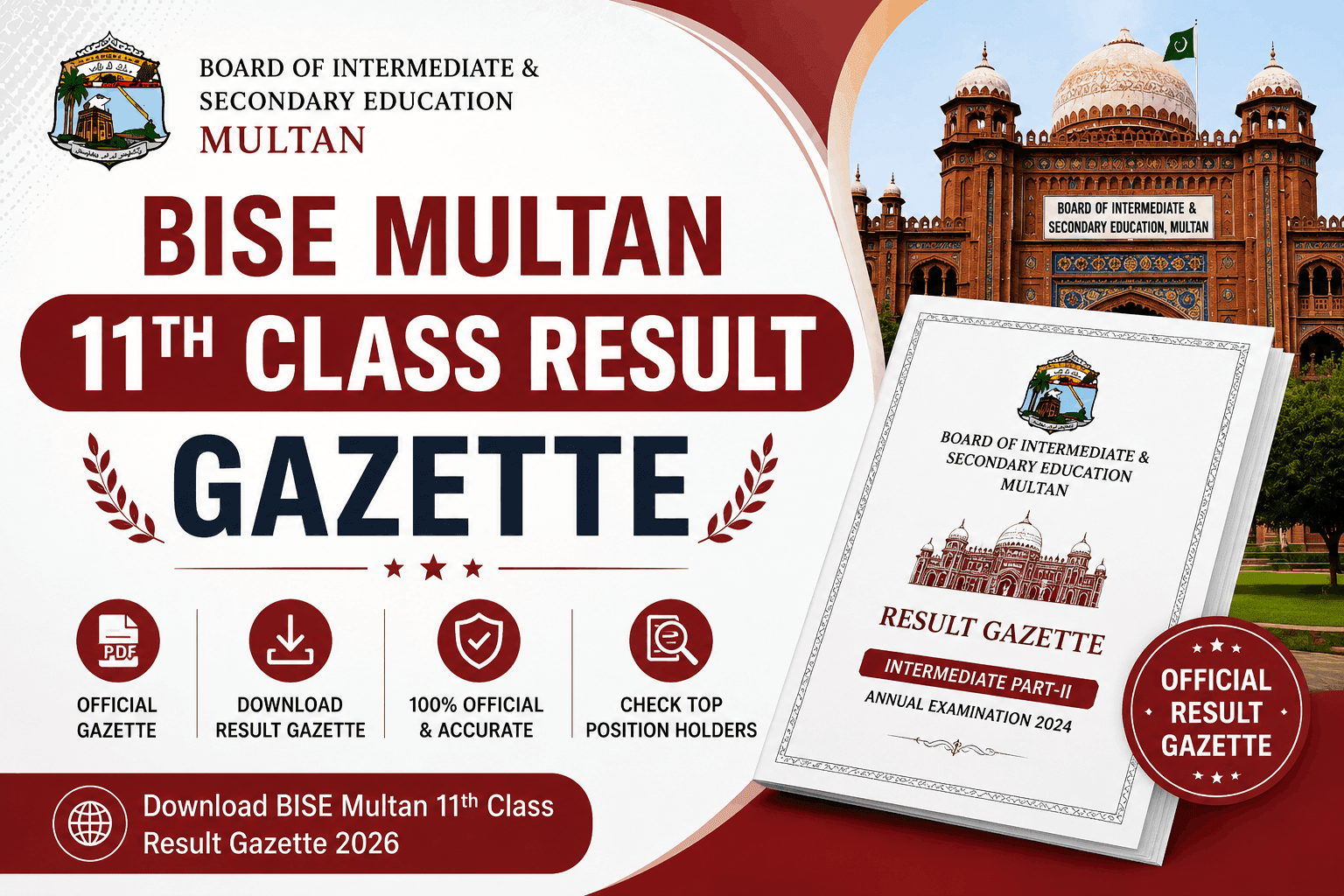 BISE Multan 11th Class Result Gazette